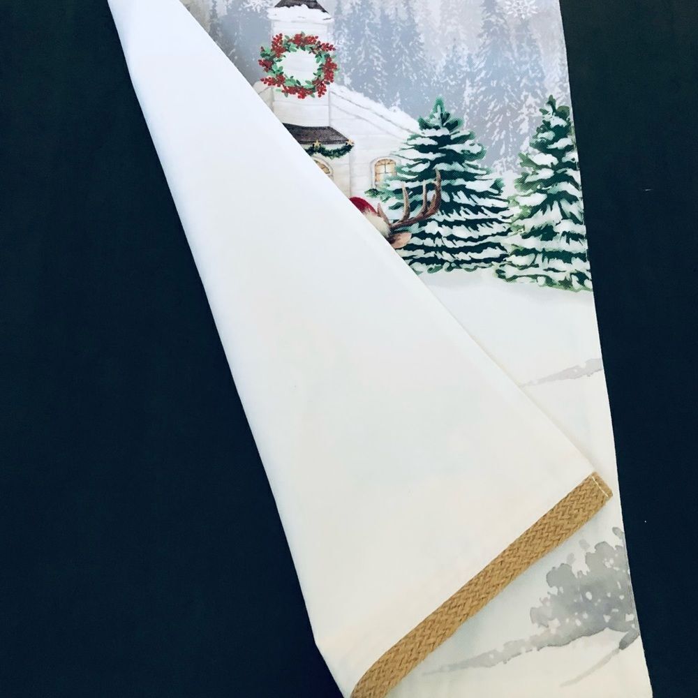 Winter Christmas Deer Chapel Church Holiday Table Runner - Picture 4 of 5